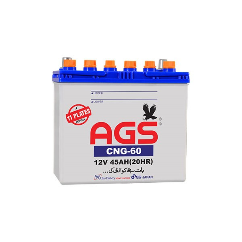 AGS CNG60 12 Volts 11 Plates Lead Acid Battery